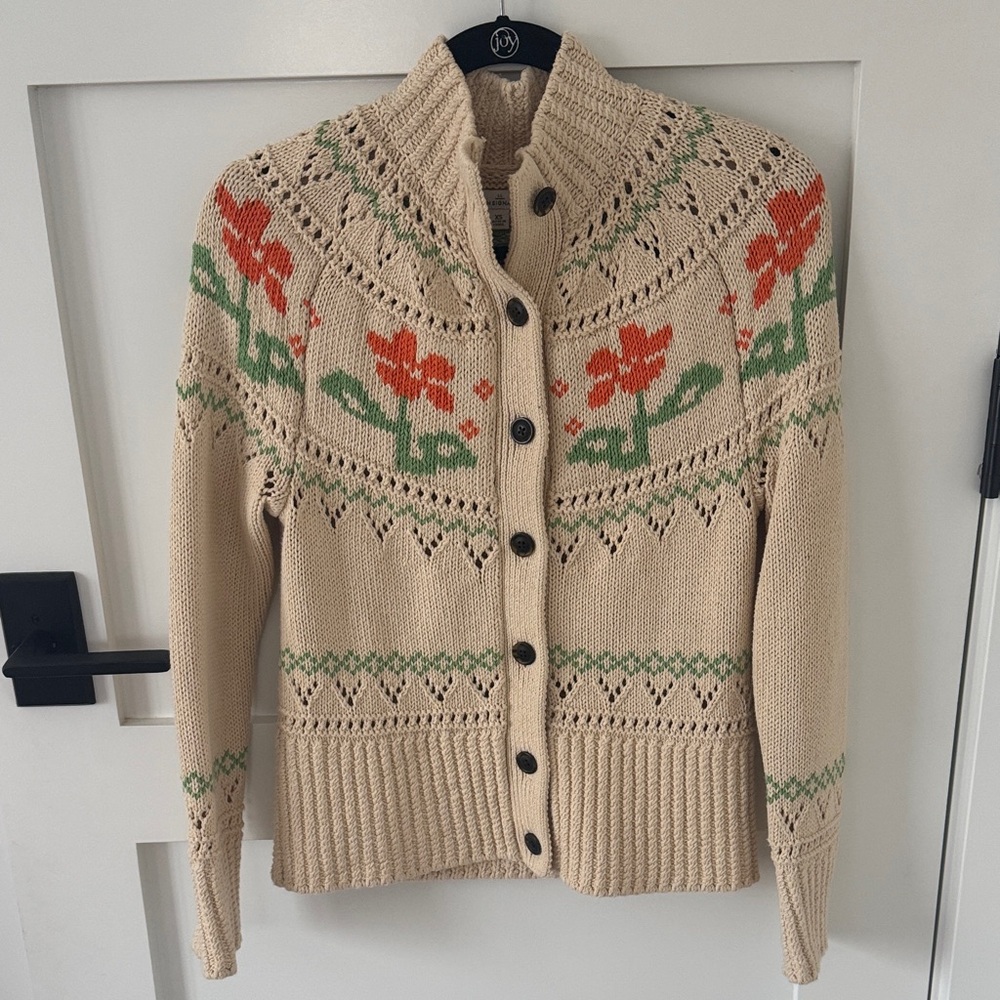 LL Bean Signature Women’s Floral Fisherman’s Sweater